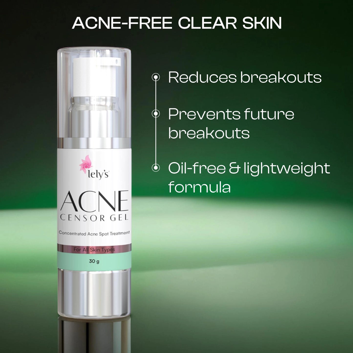 Lelys Acne Censor Gel – Acne Removal Gel, Spot Treatment Gel For Pimple Free Skin | Anti-Acne Gel