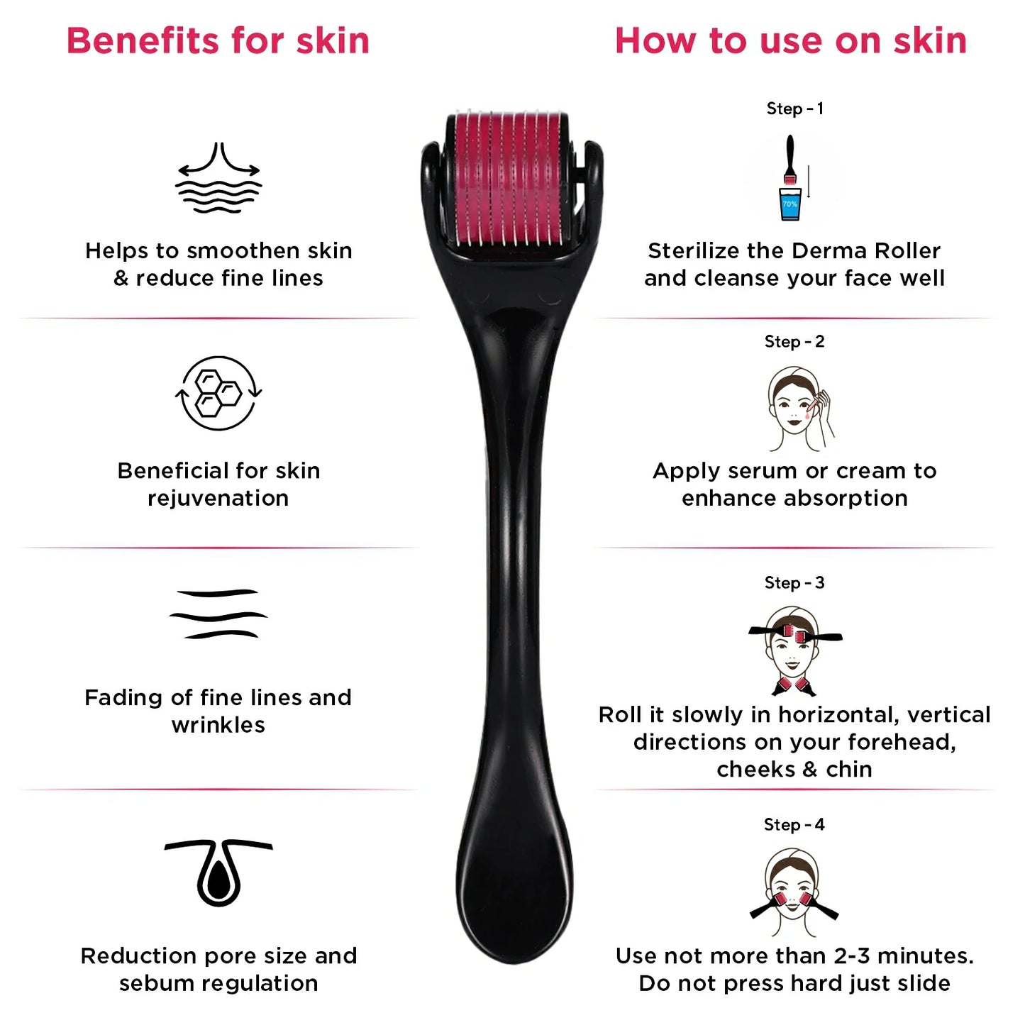 Derma Roller 0.5mm With 540 Stainless Steel Needles