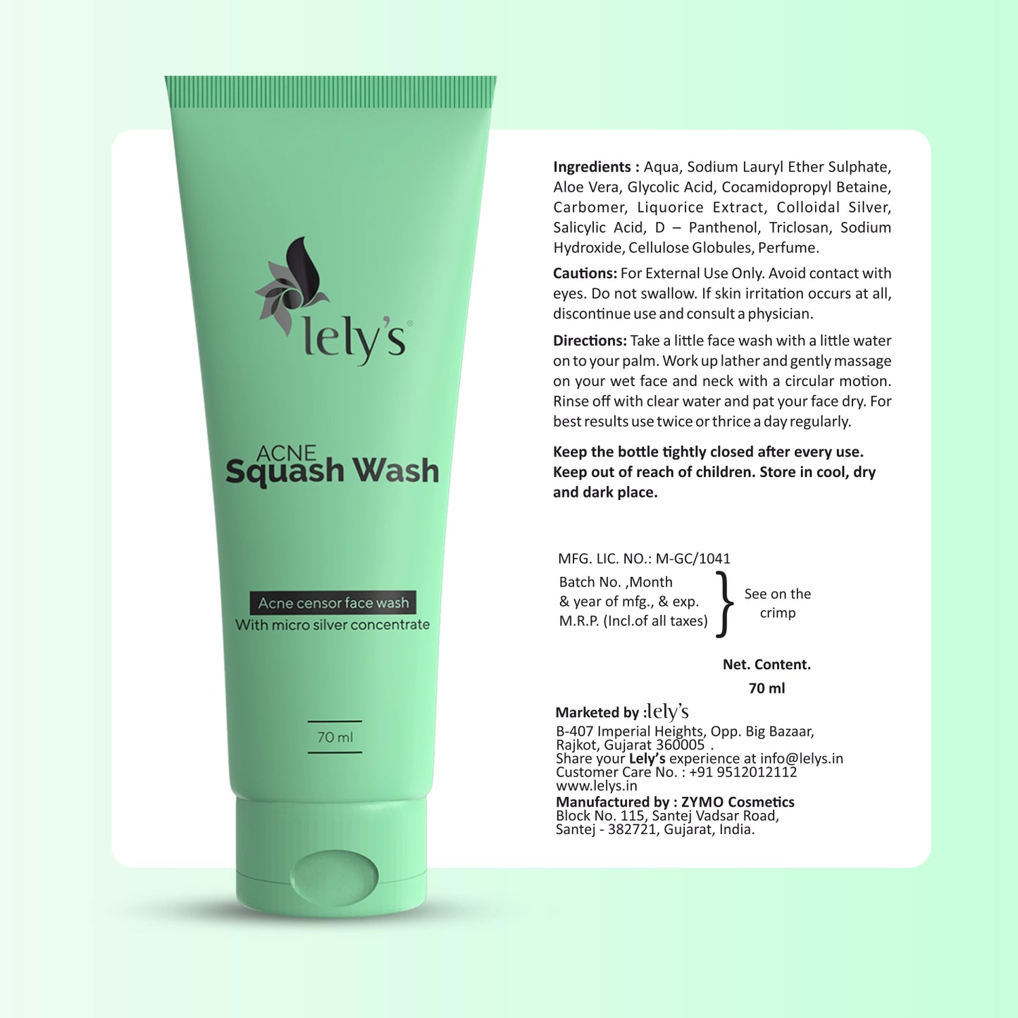 Lelys Acne Squash Face Wash - 70 ml