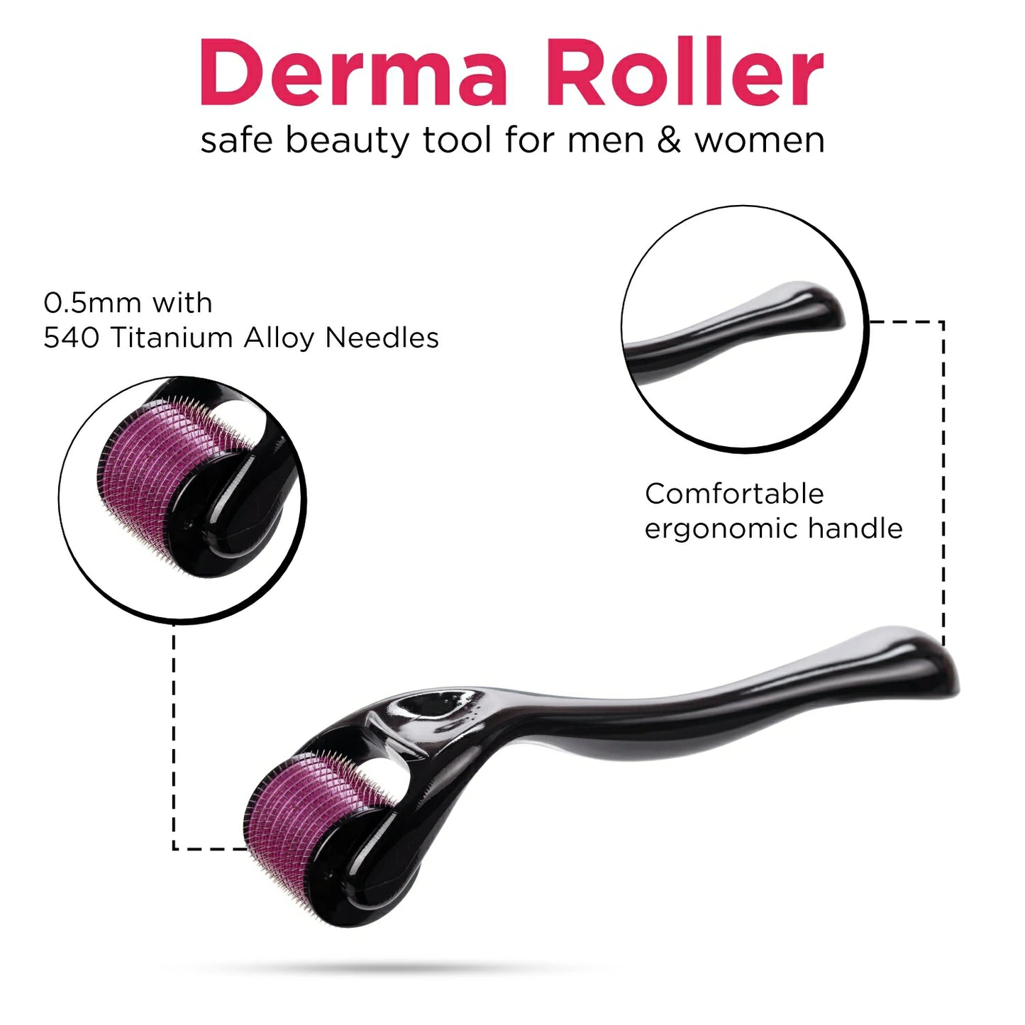 Derma Roller 0.5mm With 540 Titanium Alloy Needles