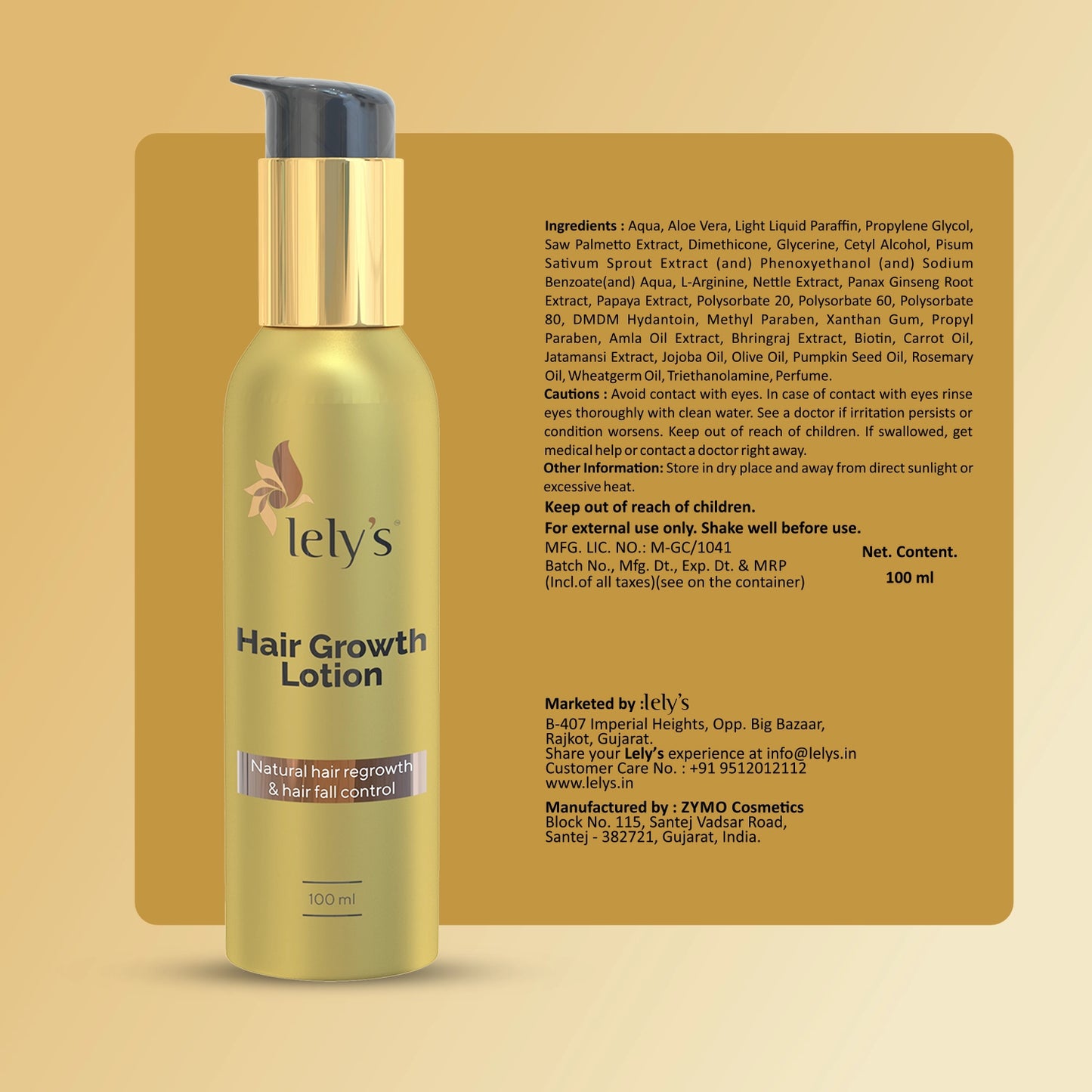 Lelys Hair Growth Lotion (100ml) | AnaGain + Saw Palmetto + L-Arginine